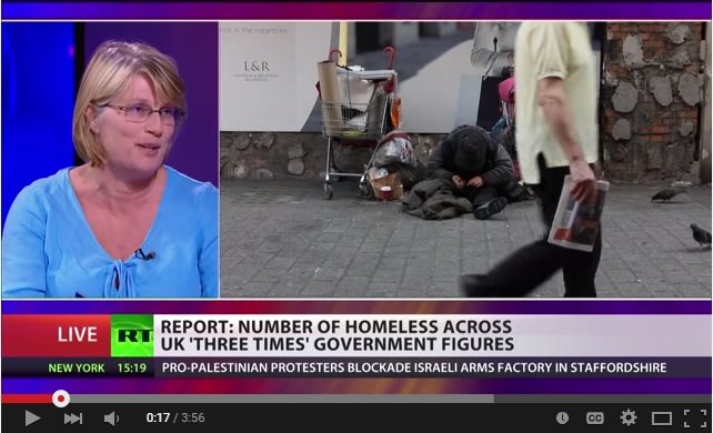 Director Miriam Morris speaking live on RT UK about homelessness numbers