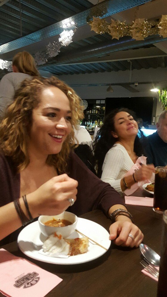 Volunteers enjoy a Christmas meal