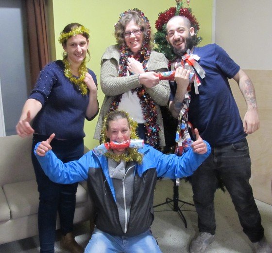 Hostel residents enjoy putting up Christmas decorations