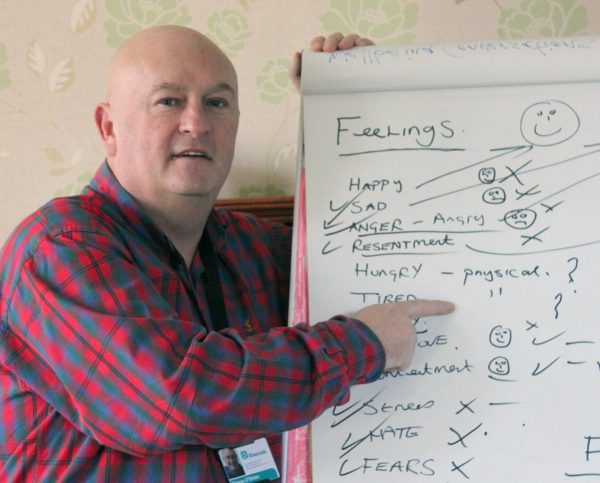 Volunteer hosts a breakdown session