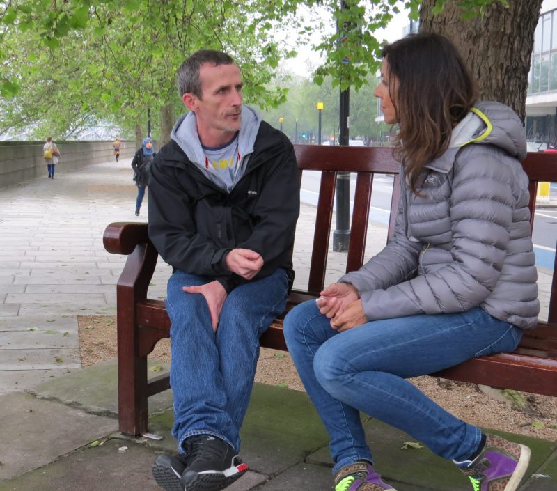 Street Buddy outreach volunteer David tells his story to Julia Bradbury as part of our BBC LifeLine campaign