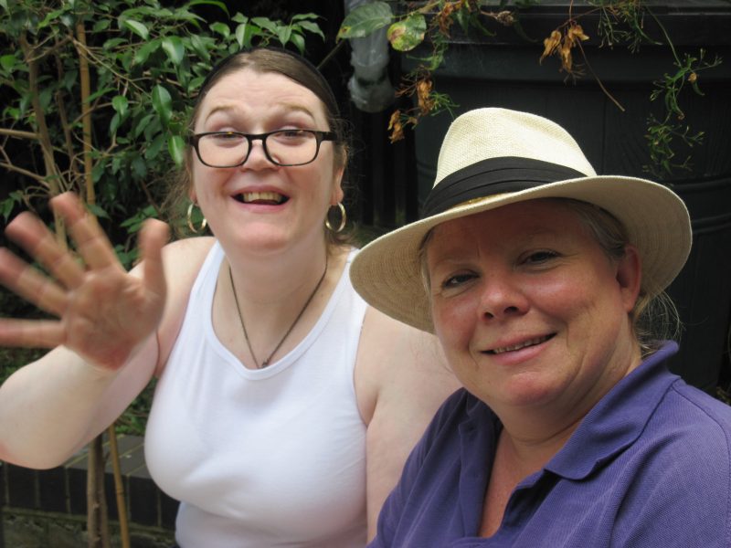 Michelle, hostel resident, and Lu from Thrive, at the launch of Queen Mary hostel's garden project