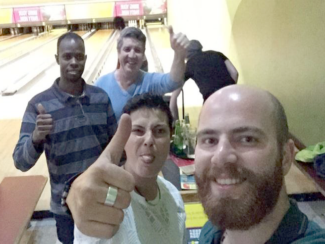 Homeless young people from Shaw Street hostel, Liverpool, are the winning bowling team on a night out
