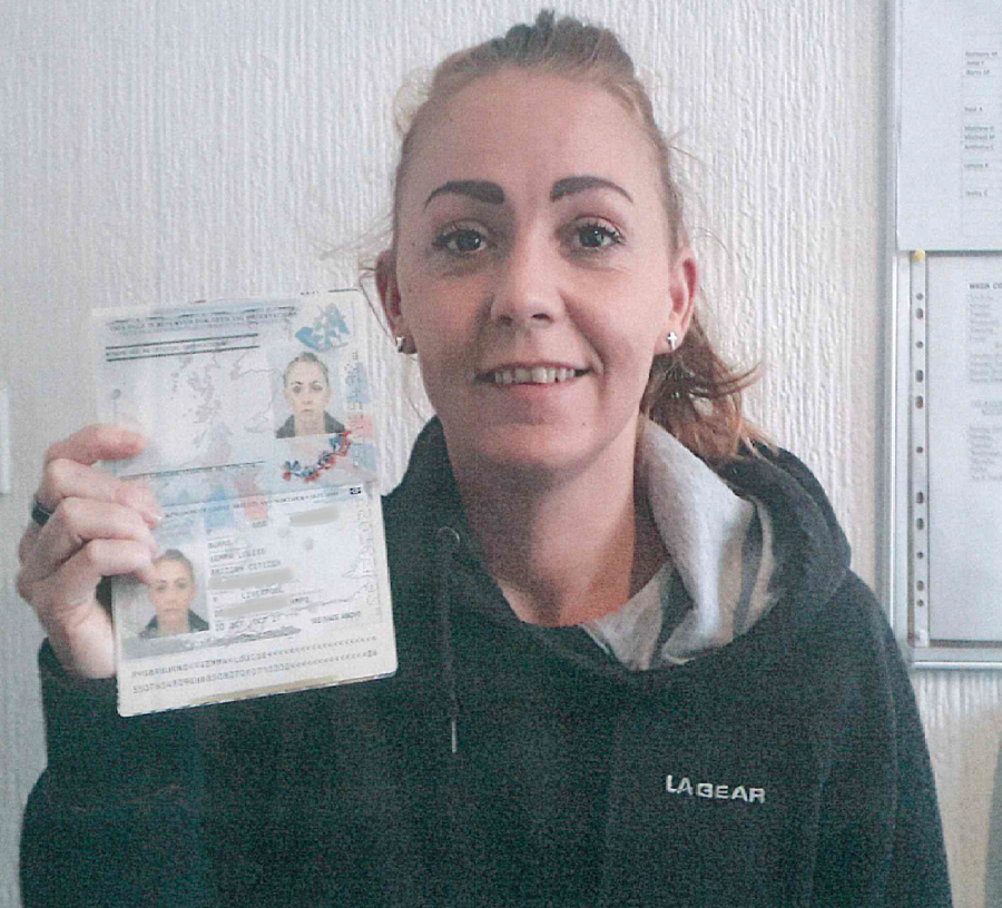 Resident of Park View homeless scheme Gemma with her new passport