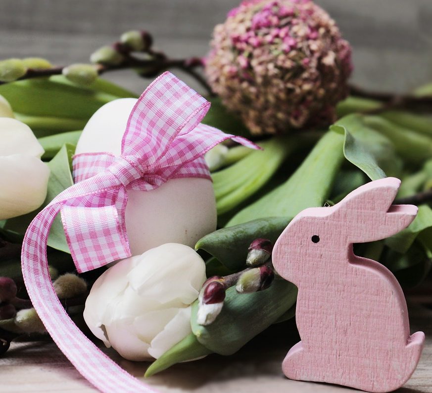 Easter egg flower and bunny rabbit arrangement