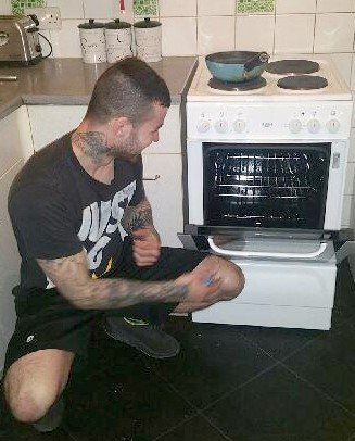 Jonas with his new oven