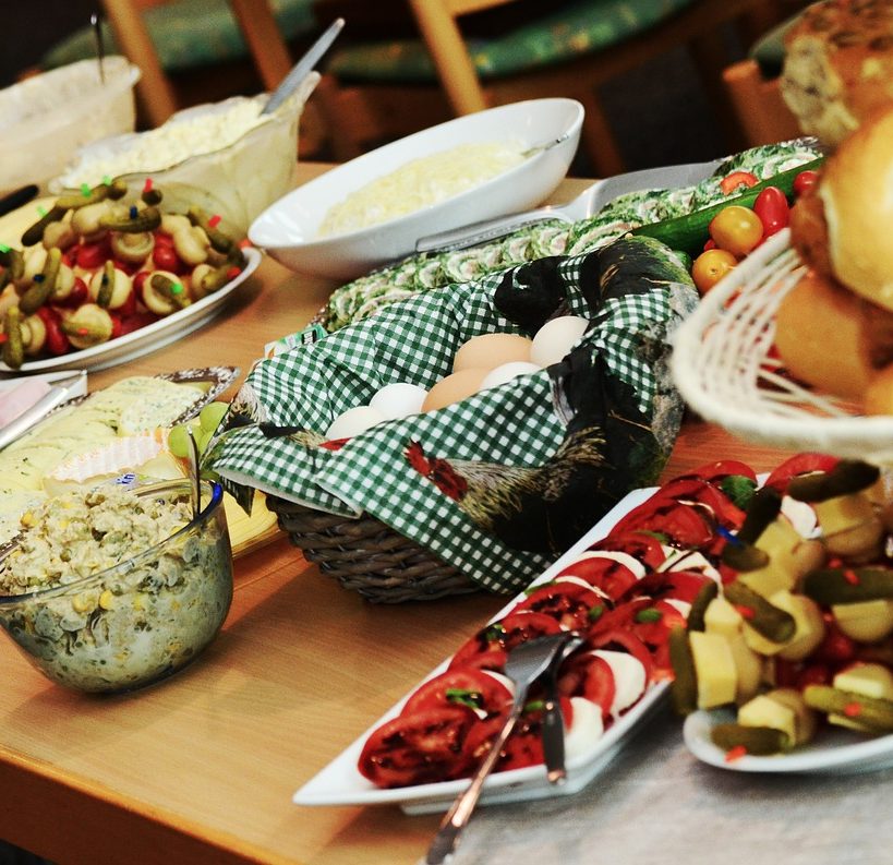 Table of buffet food