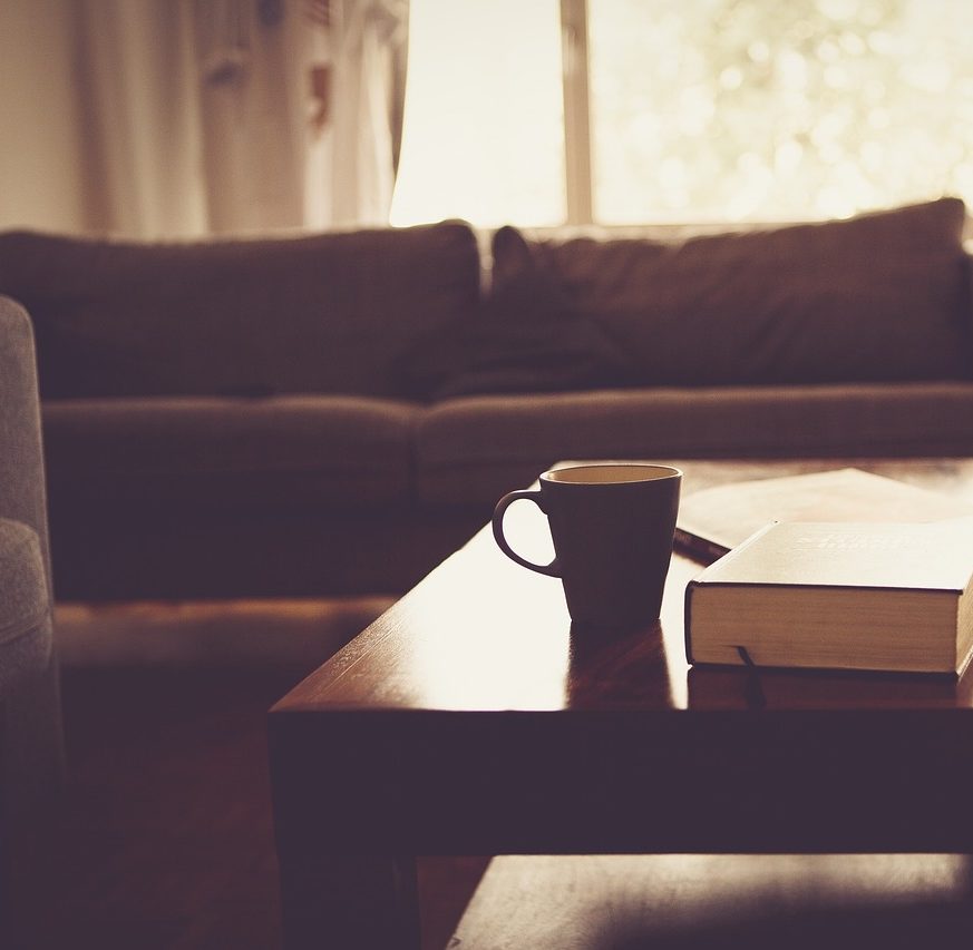 Living room with cup on table