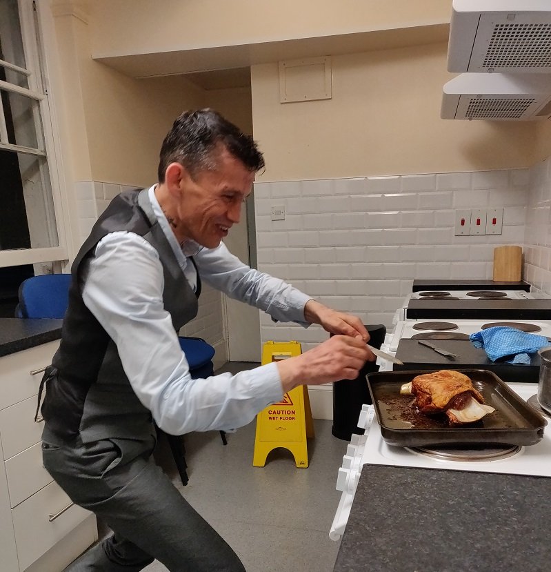 Kevin enjoying a cooking session