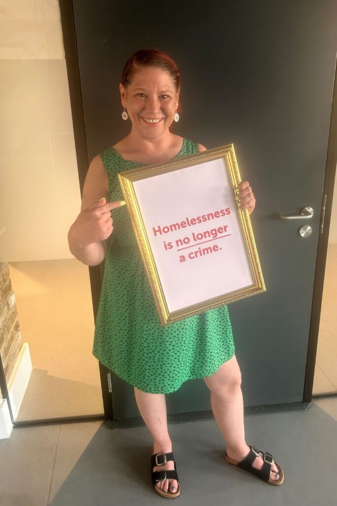 Kerri Douglas holding picture frame