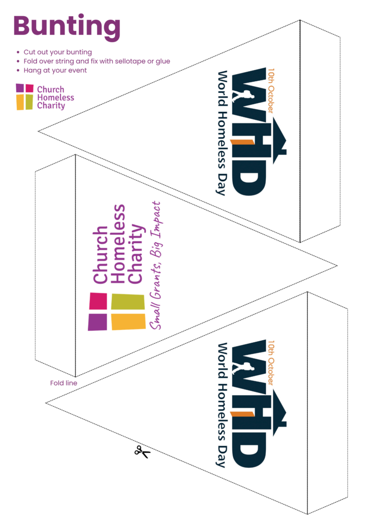 World Homeless Day and Church Homeless Day Charity printable bunting 